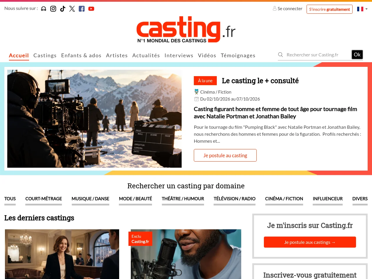Casting.fr screenshot Casting.fr job board platform screenshot showing job search interface