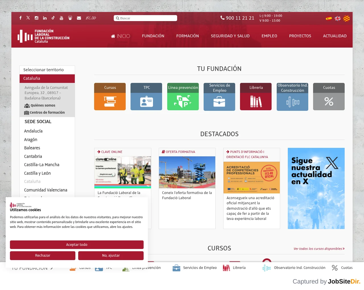 Fundación Laboral de la Construcción de Cataluña screenshot Fundación Laboral de la Construcción de Cataluña website screenshot