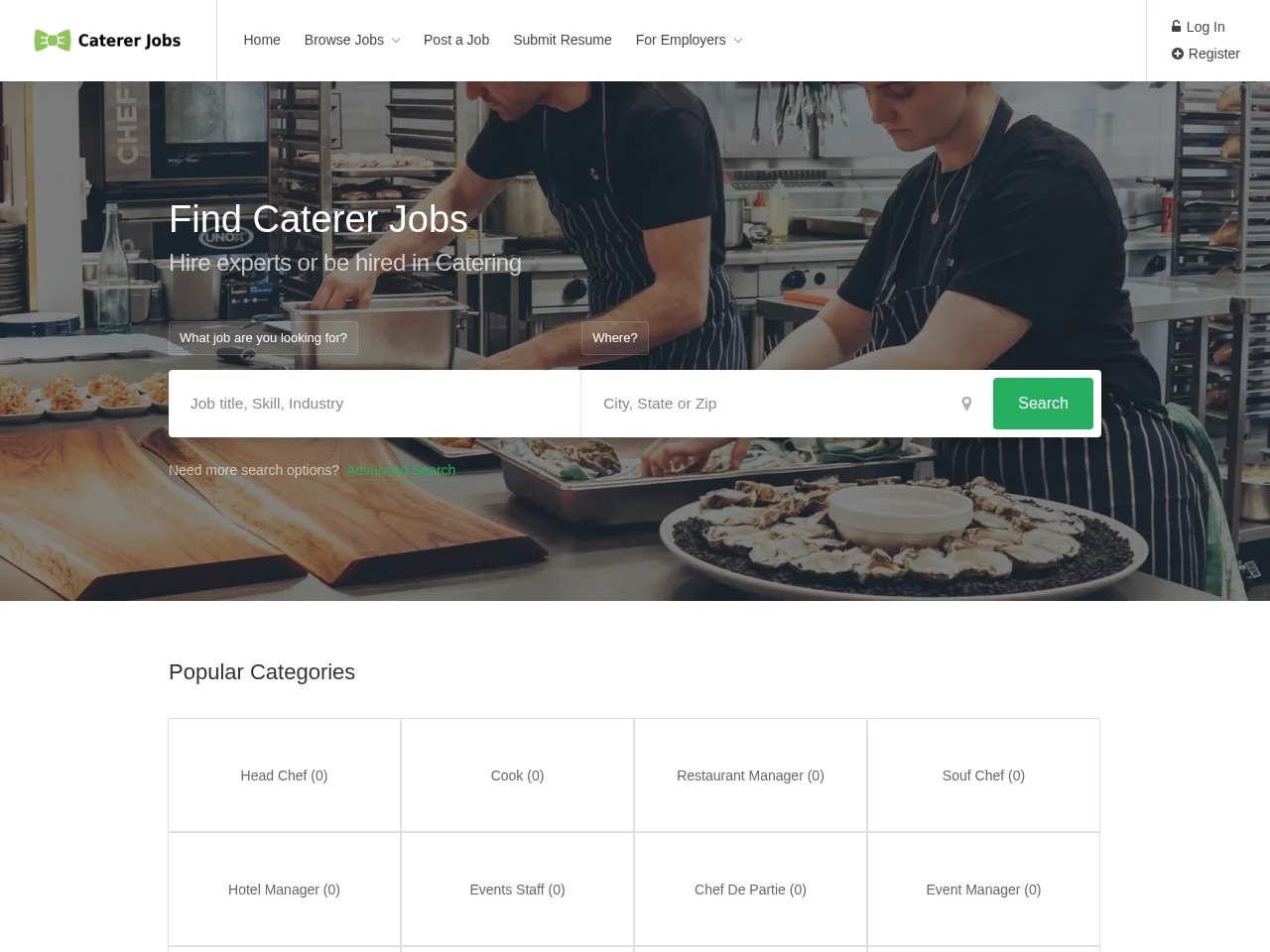 Caterer Jobs screenshot Caterer Jobs job board platform screenshot showing job search interface