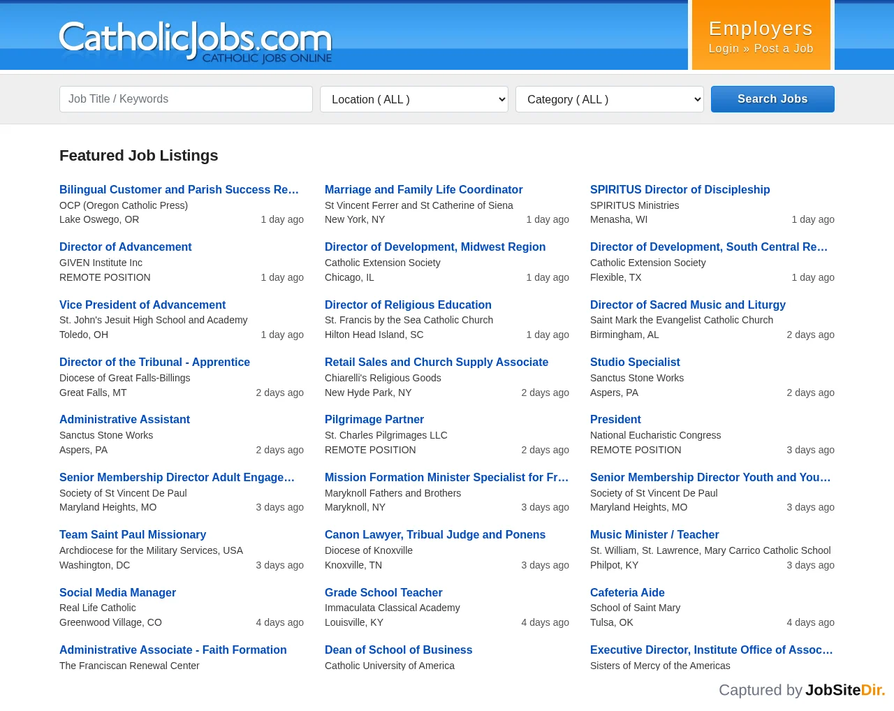 CatholicJobs.com website screenshot