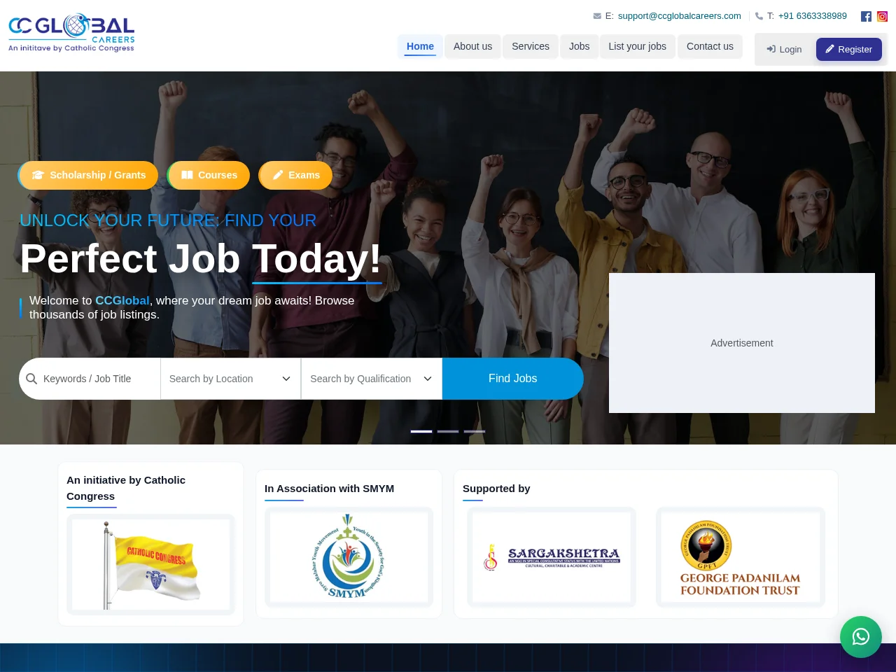 CCGlobal Careers job board platform screenshot showing job search interface