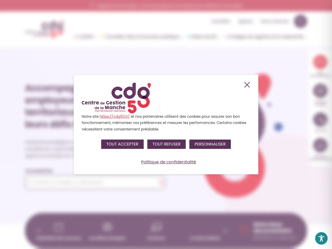 Centre de gestion de la Fonction Publique Territoriale de la Manche screenshot Centre de gestion de la Fonction Publique Territoriale de la Manche website screenshot