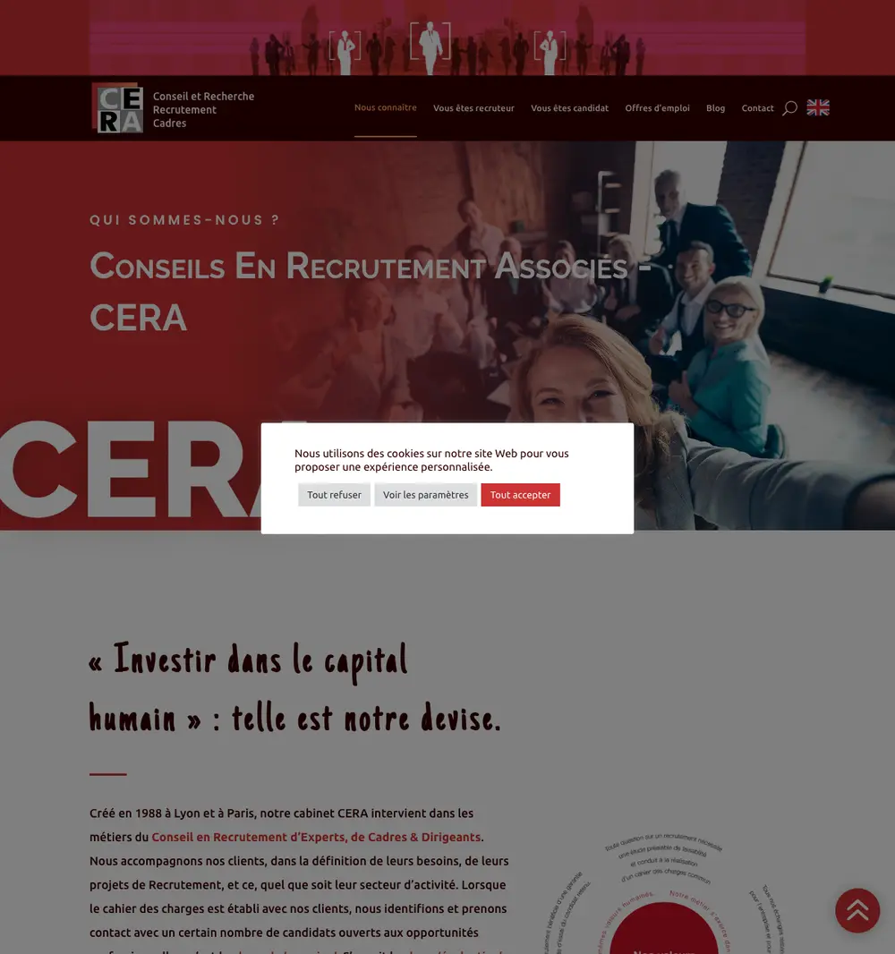CERA job board platform screenshot showing job search interface