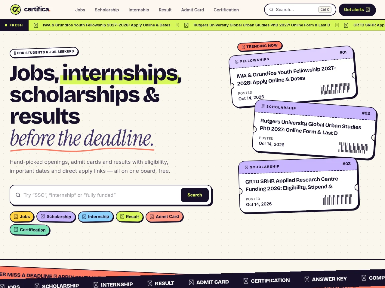 Certifica website screenshot