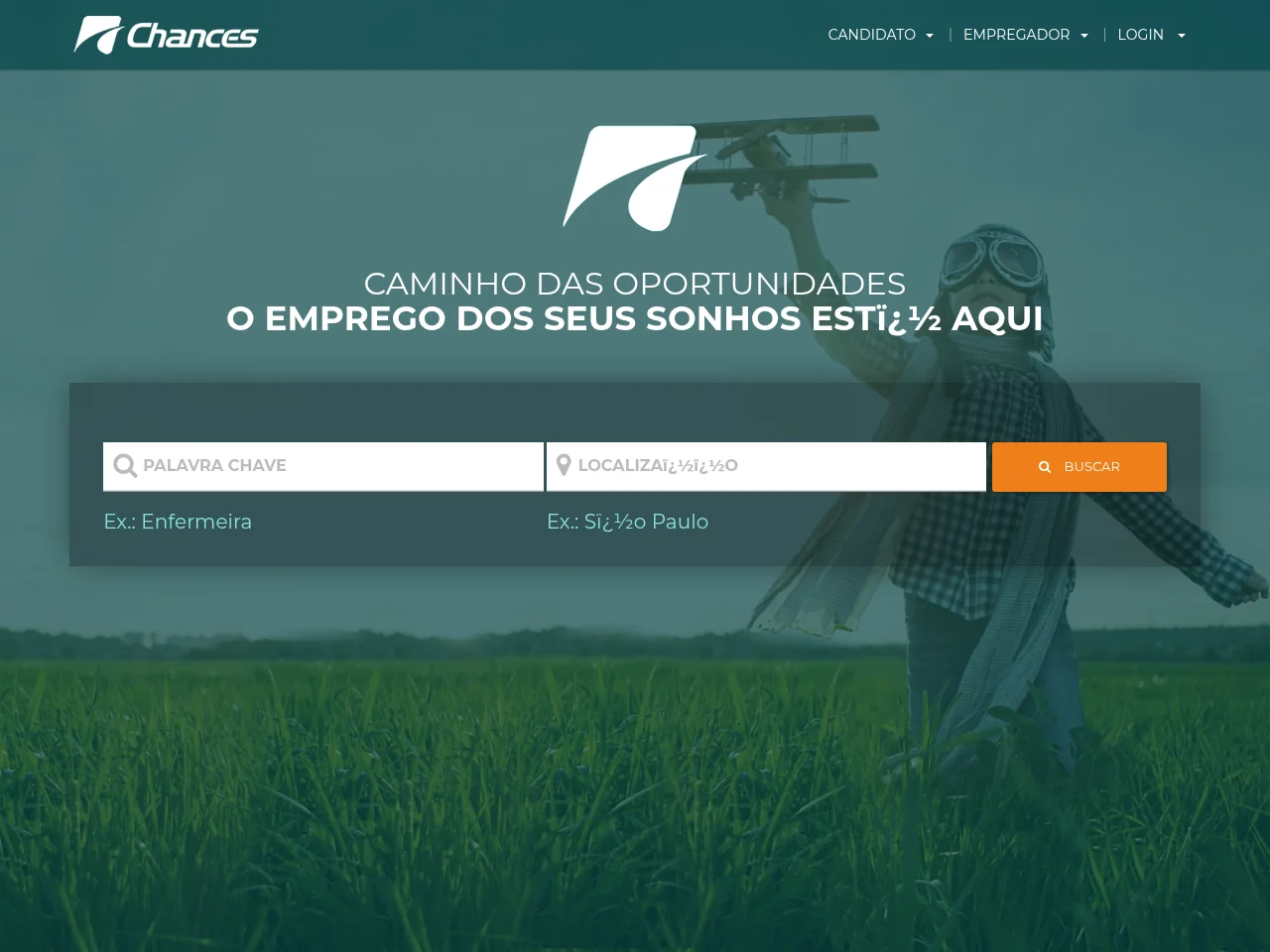 Chances job board platform screenshot showing job search interface
