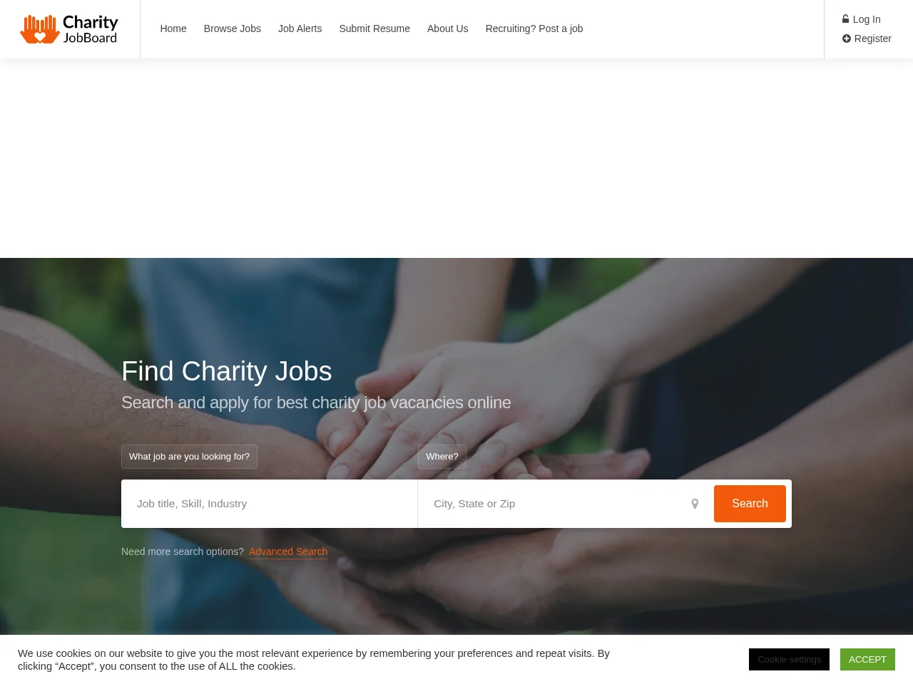 Charity Job Board screenshot Charity Job Board job board platform screenshot showing job search interface