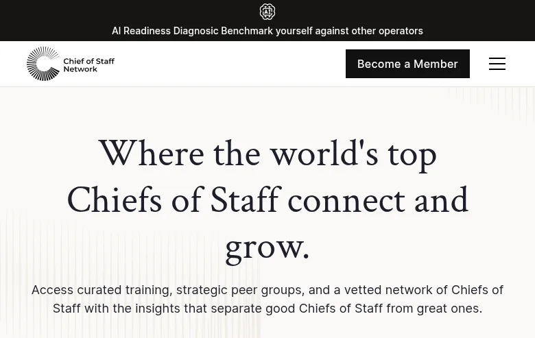 Chief of Staff Network job board platform screenshot showing job search interface