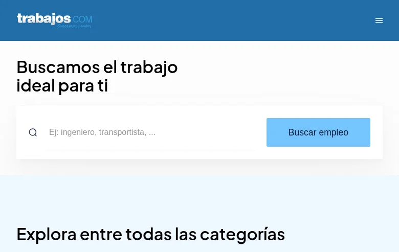 Trabajos Chile job board platform screenshot showing job search interface