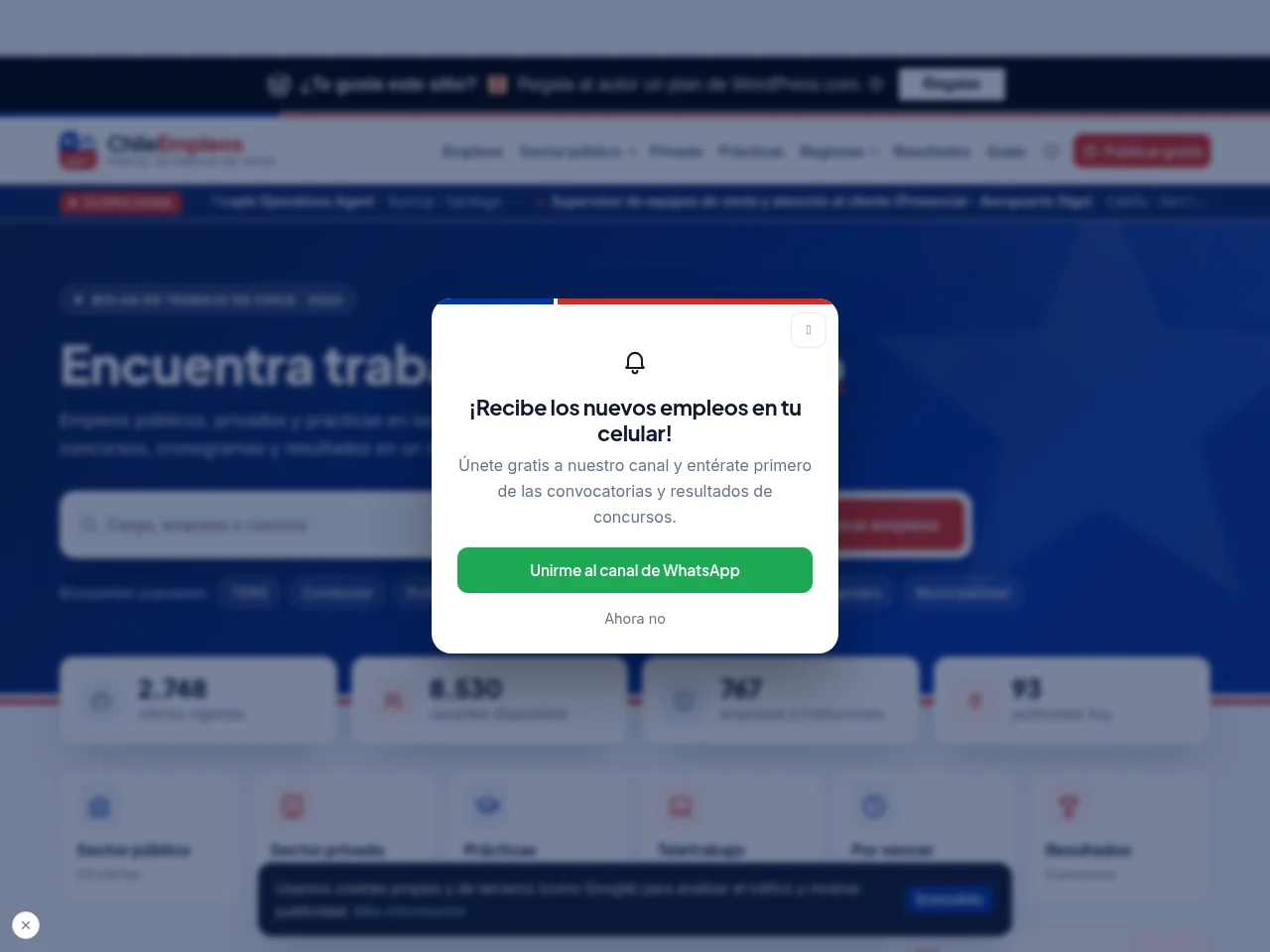 ChileEmpleos website screenshot