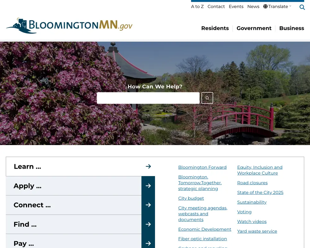 City of Bloomington MN job board platform screenshot showing job search interface