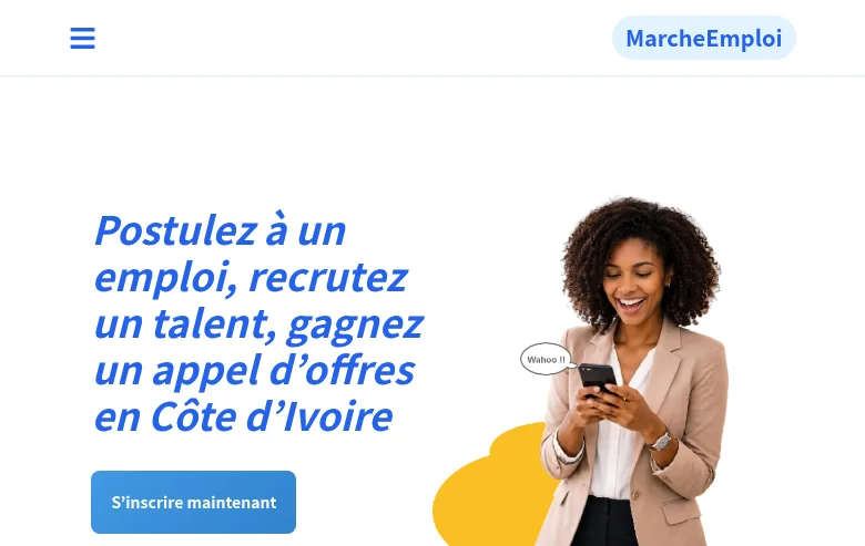 Marché Emploi job board platform screenshot showing job search interface