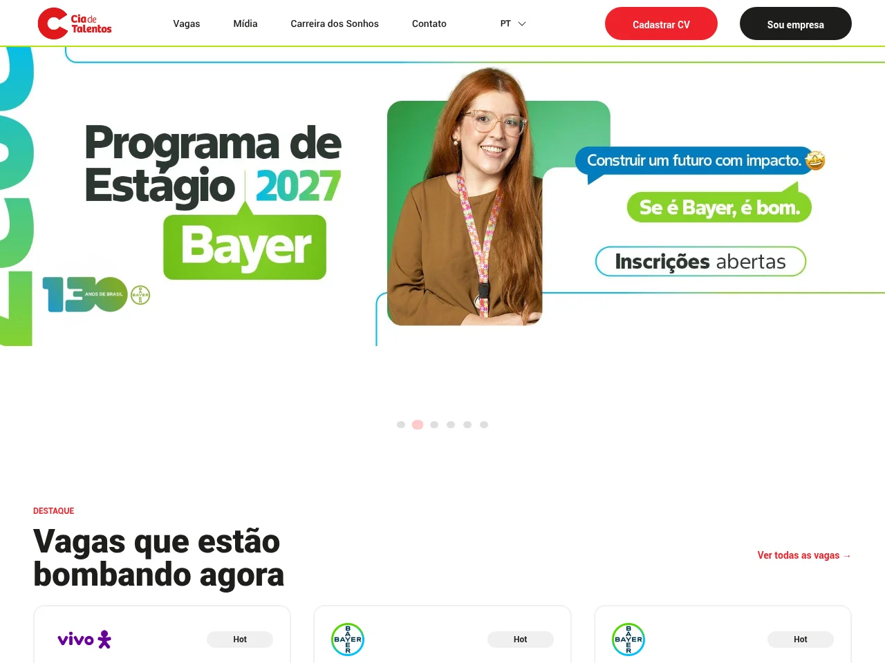 Cia de Talentos screenshot Cia de Talentos job board platform screenshot showing job search interface
