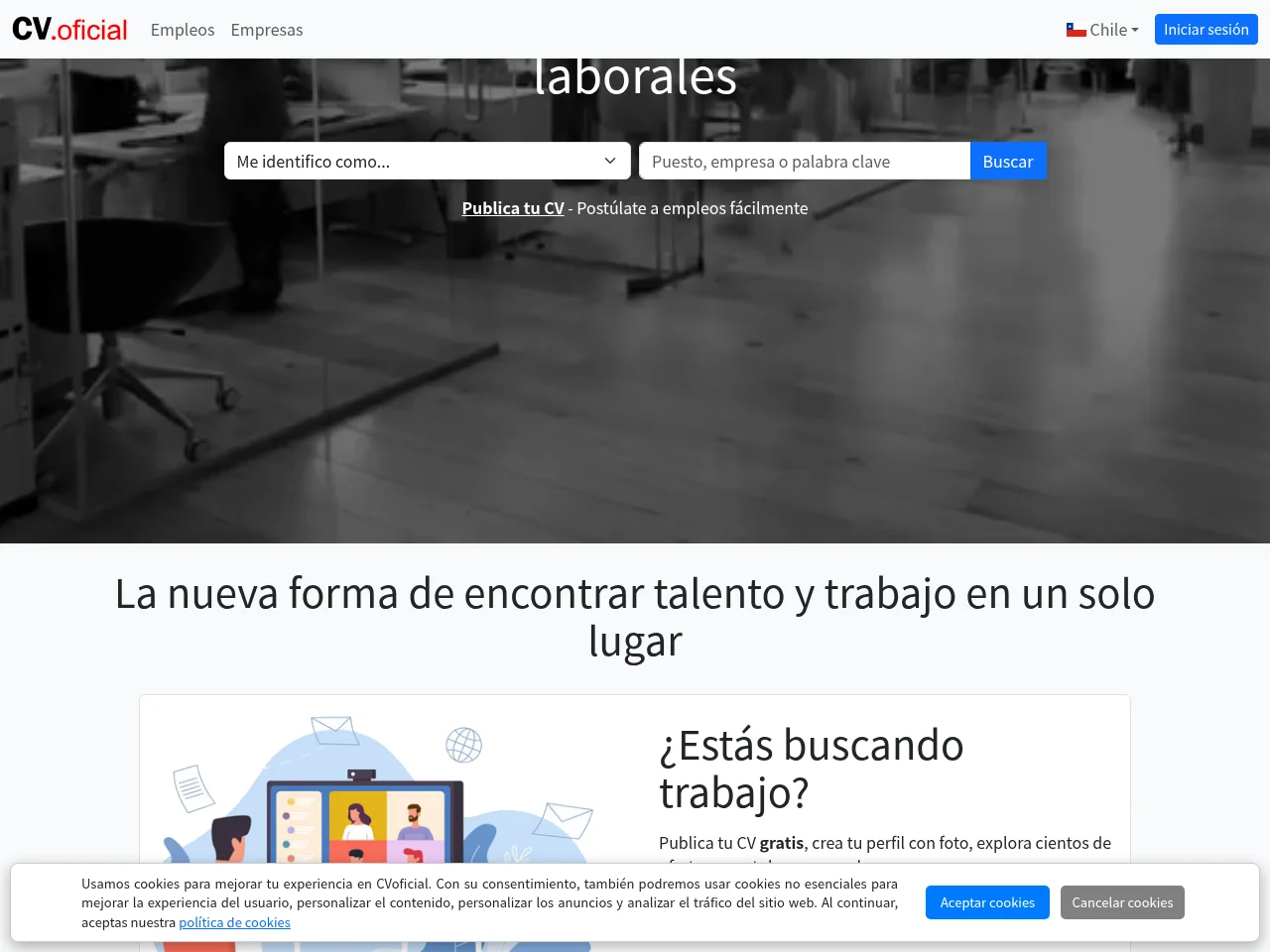 CVoficial Chile screenshot CVoficial Chile job board platform screenshot showing job search interface