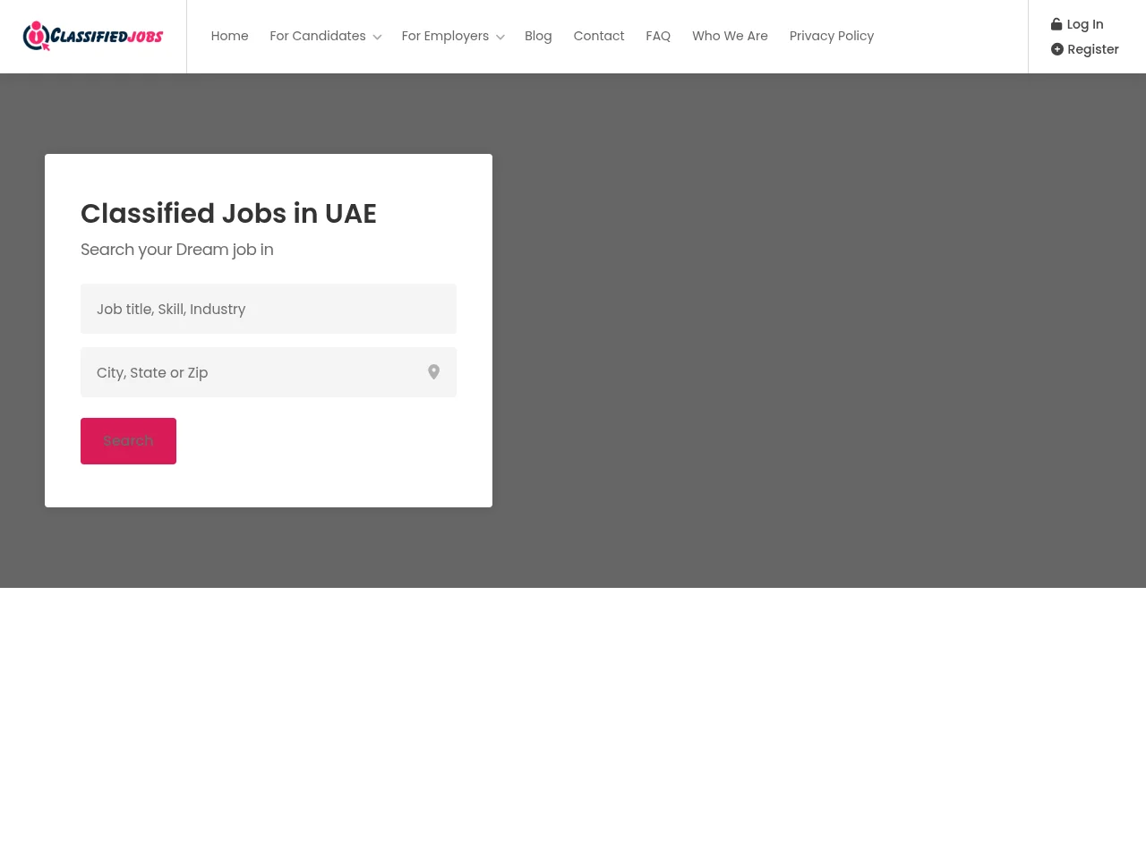 Classified Jobs UAE screenshot Classified Jobs UAE job board platform screenshot showing job search interface