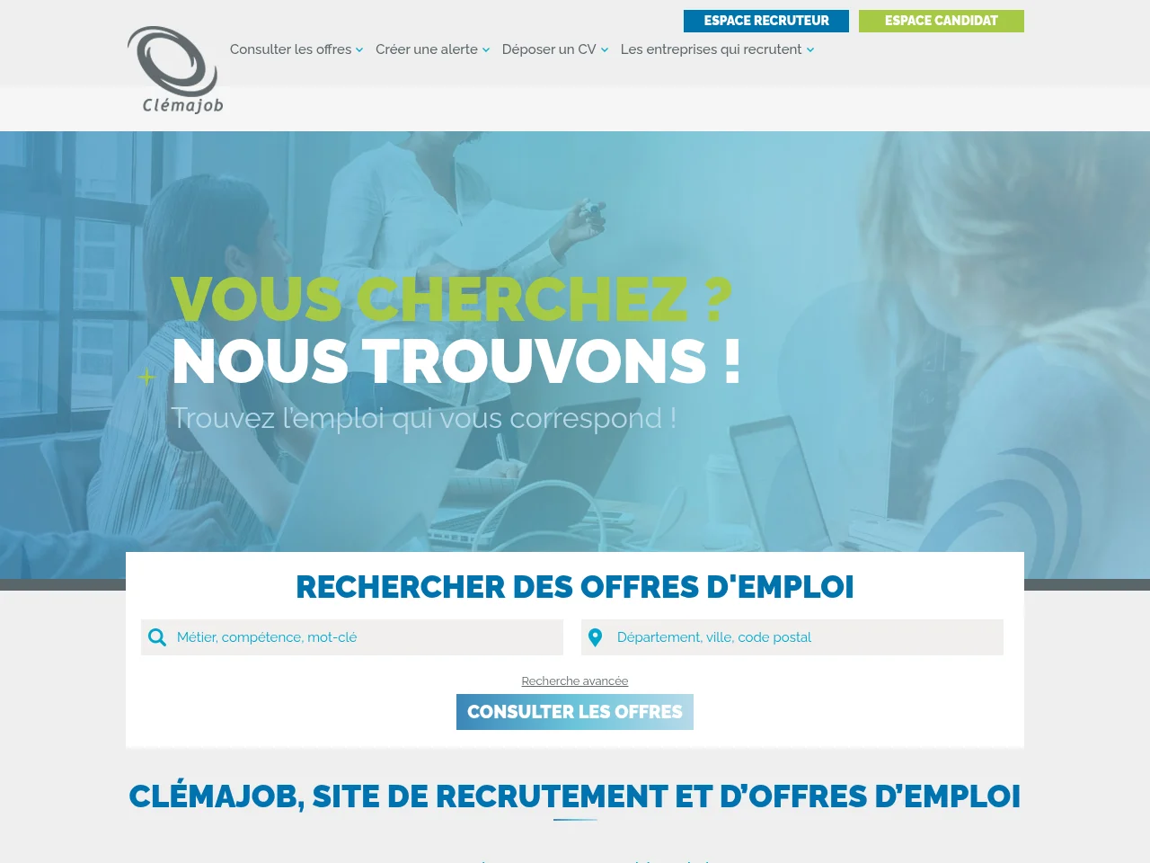Clémajob screenshot Clémajob job board platform screenshot showing job search interface