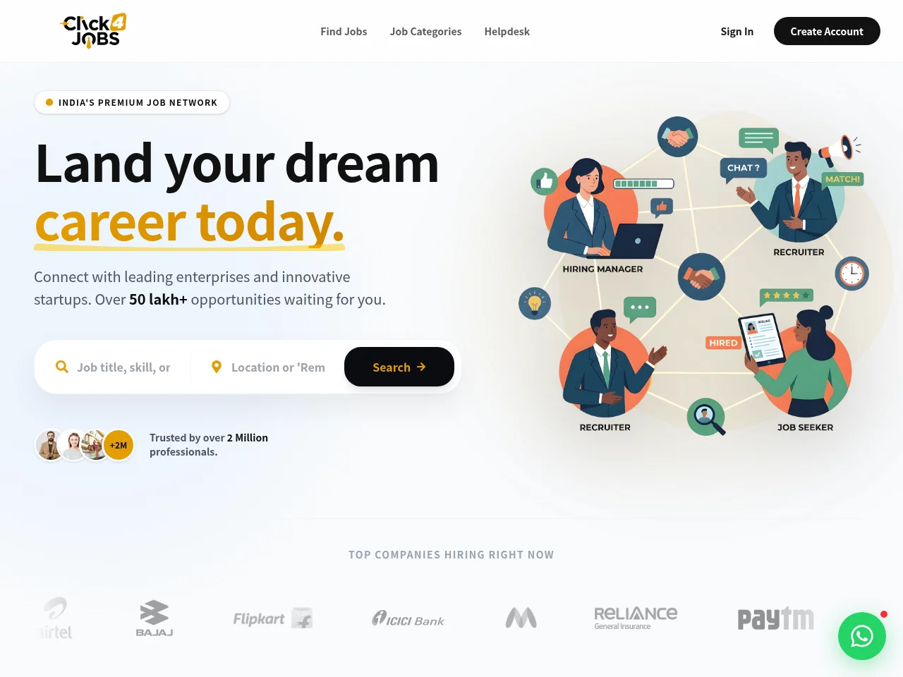 Click4Jobs screenshot Click4Jobs job board platform screenshot showing job search interface