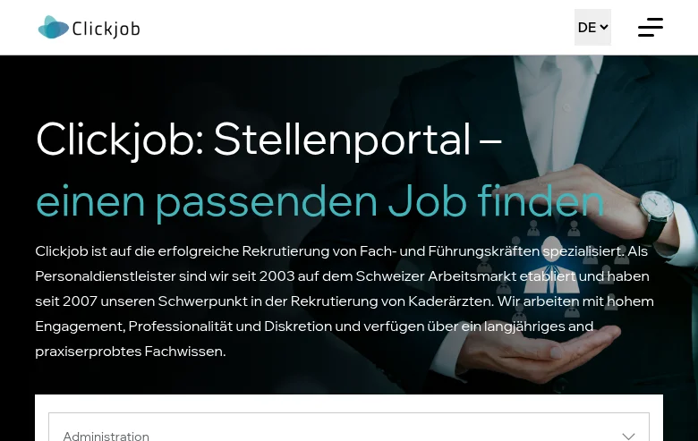 Clickjob screenshot Clickjob job board platform screenshot showing job search interface