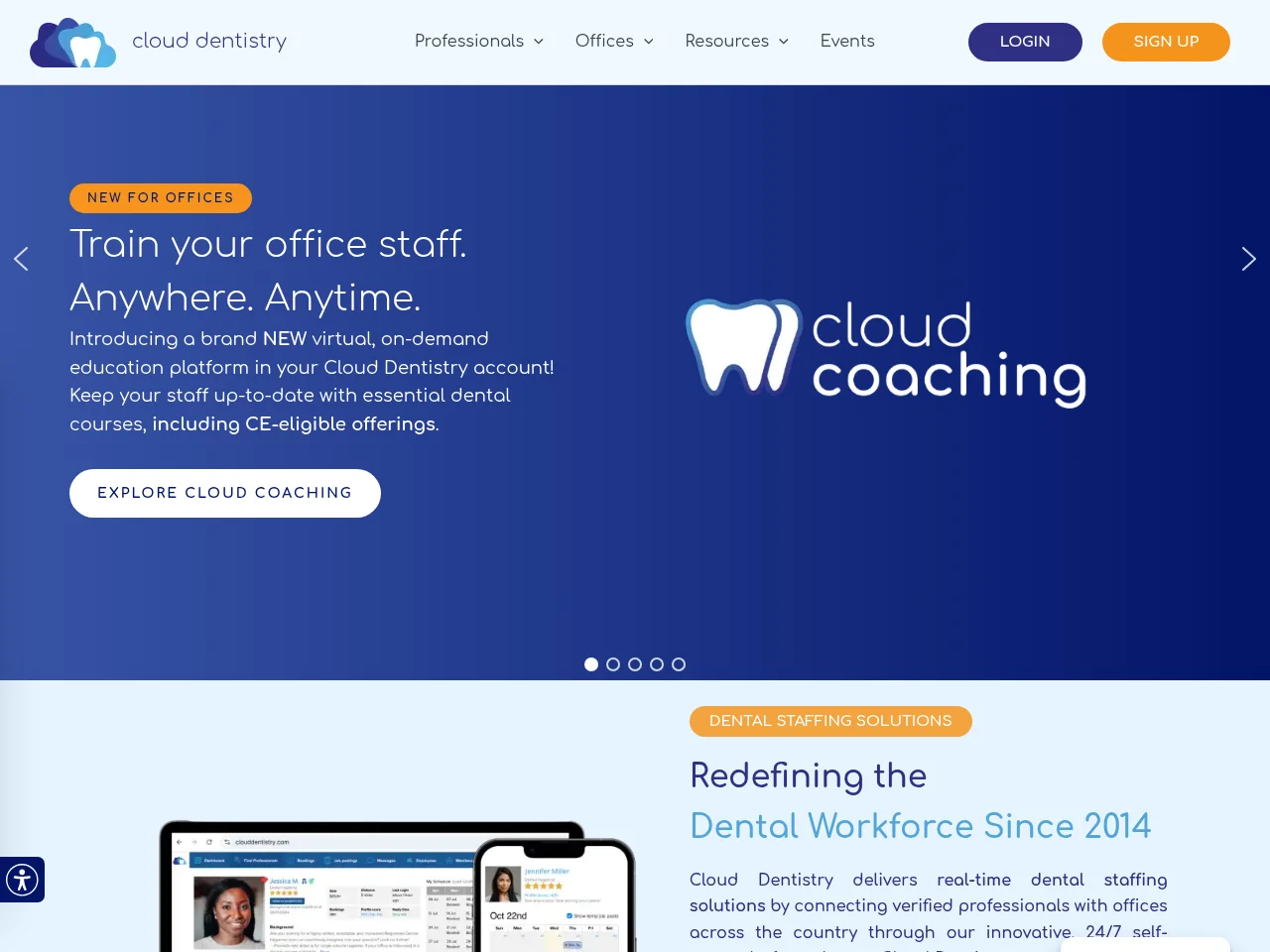 Cloud Dentistry job board platform screenshot showing job search interface