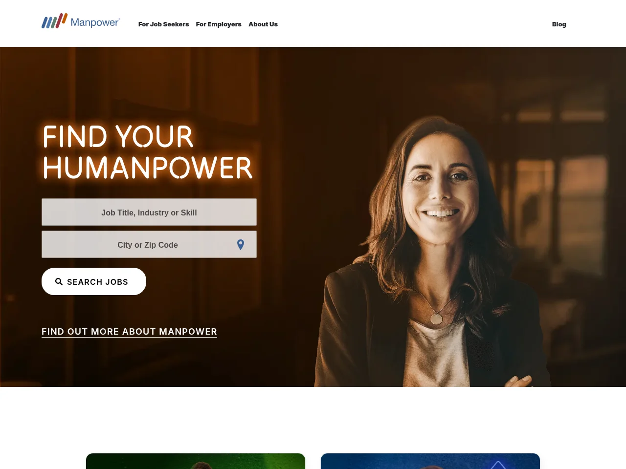 Manpower job board platform screenshot showing job search interface