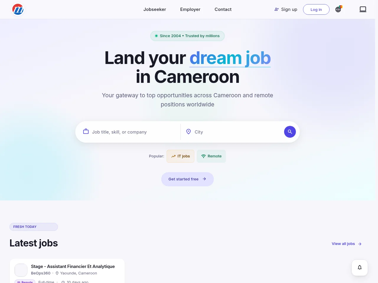 Mustakbil.com job board platform screenshot showing job search interface