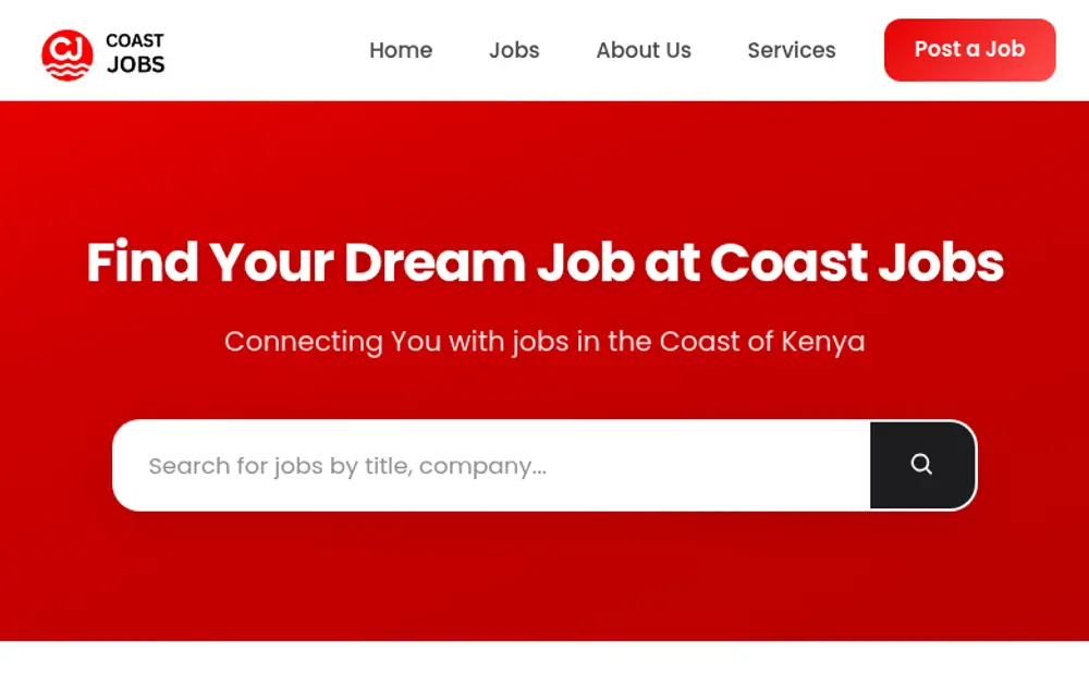Coast Jobs job board platform screenshot showing job search interface