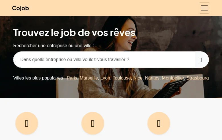 Cojob screenshot Cojob job board platform screenshot showing job search interface