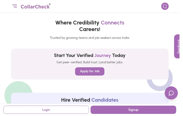 CollarCheck job board platform screenshot showing job search interface