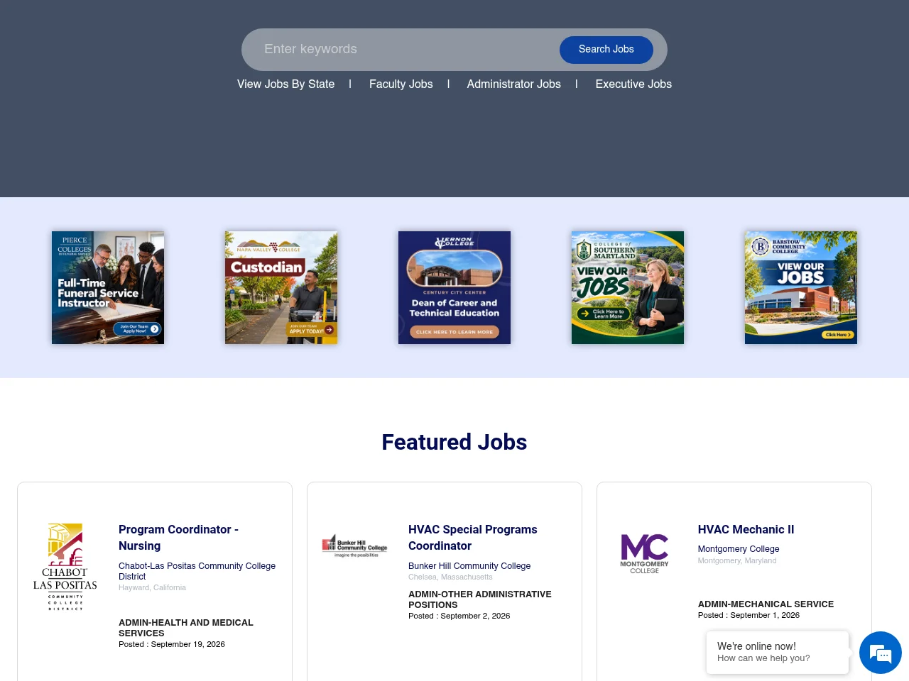 CCJobs job board platform screenshot showing job search interface