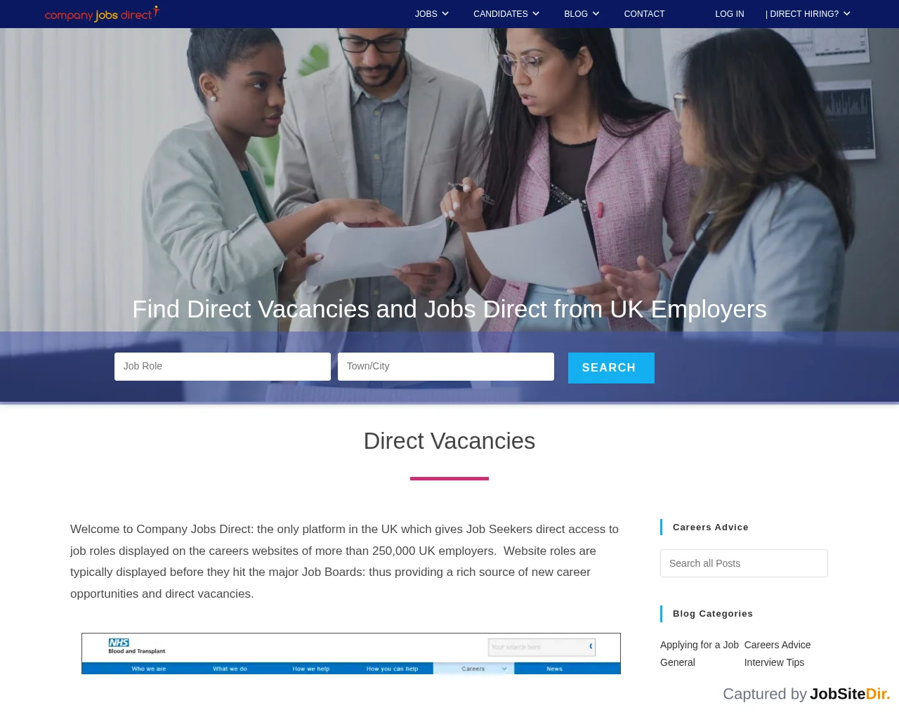Company Jobs Direct screenshot Company Jobs Direct website screenshot