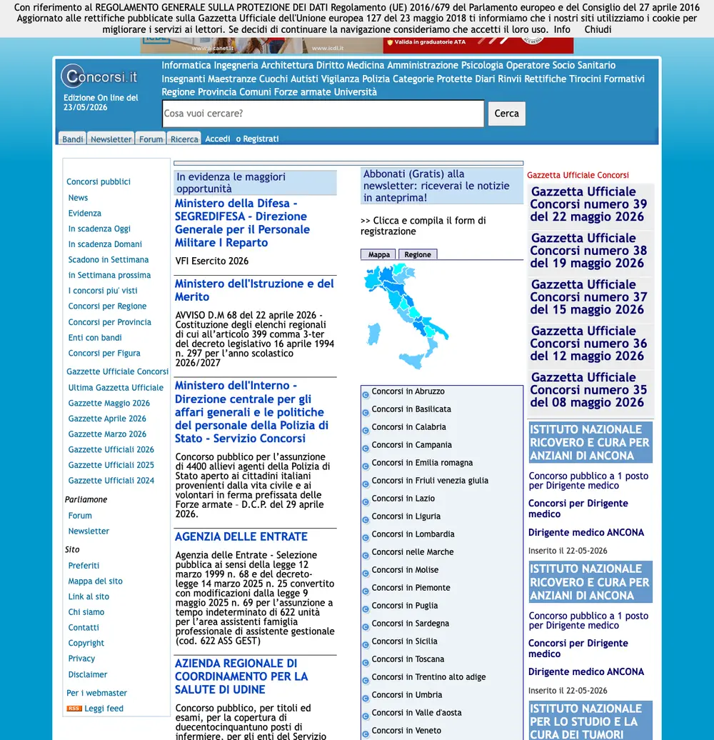Concorsi.it screenshot Concorsi.it job board platform screenshot showing job search interface