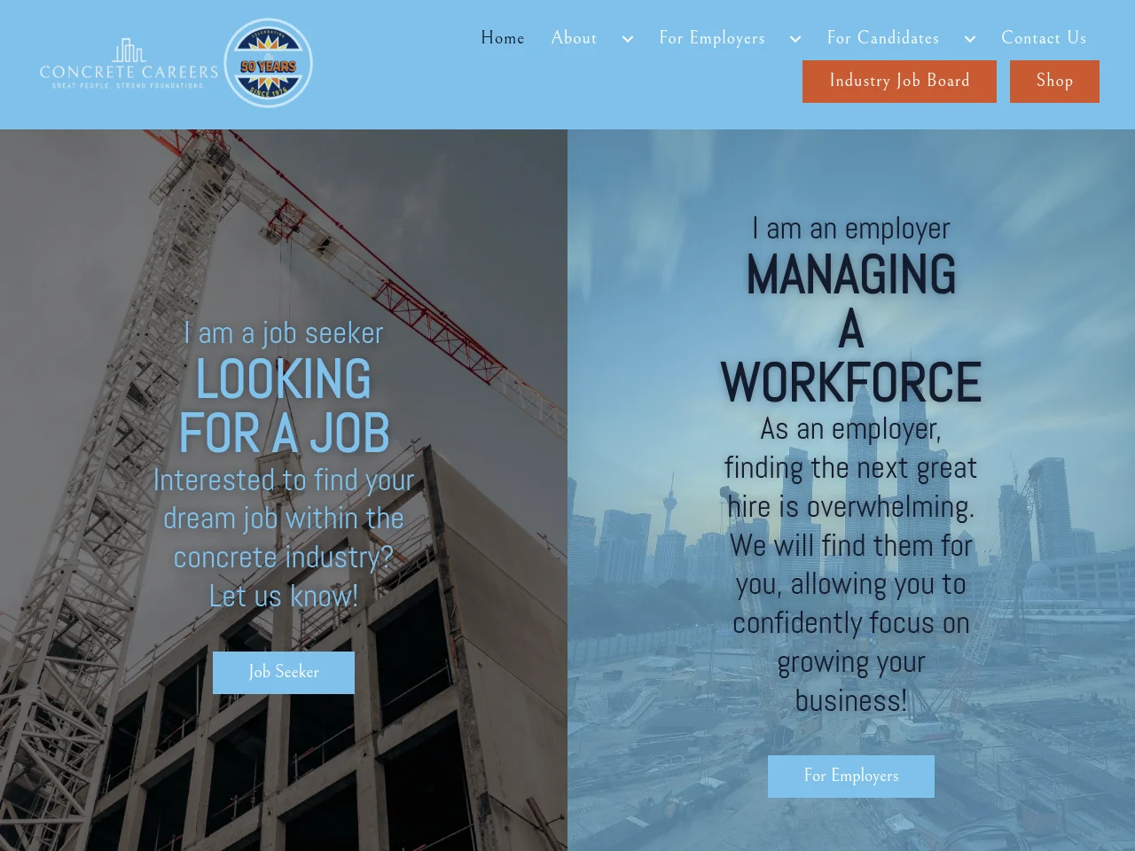 Concrete Careers screenshot Concrete Careers job board platform screenshot showing job search interface