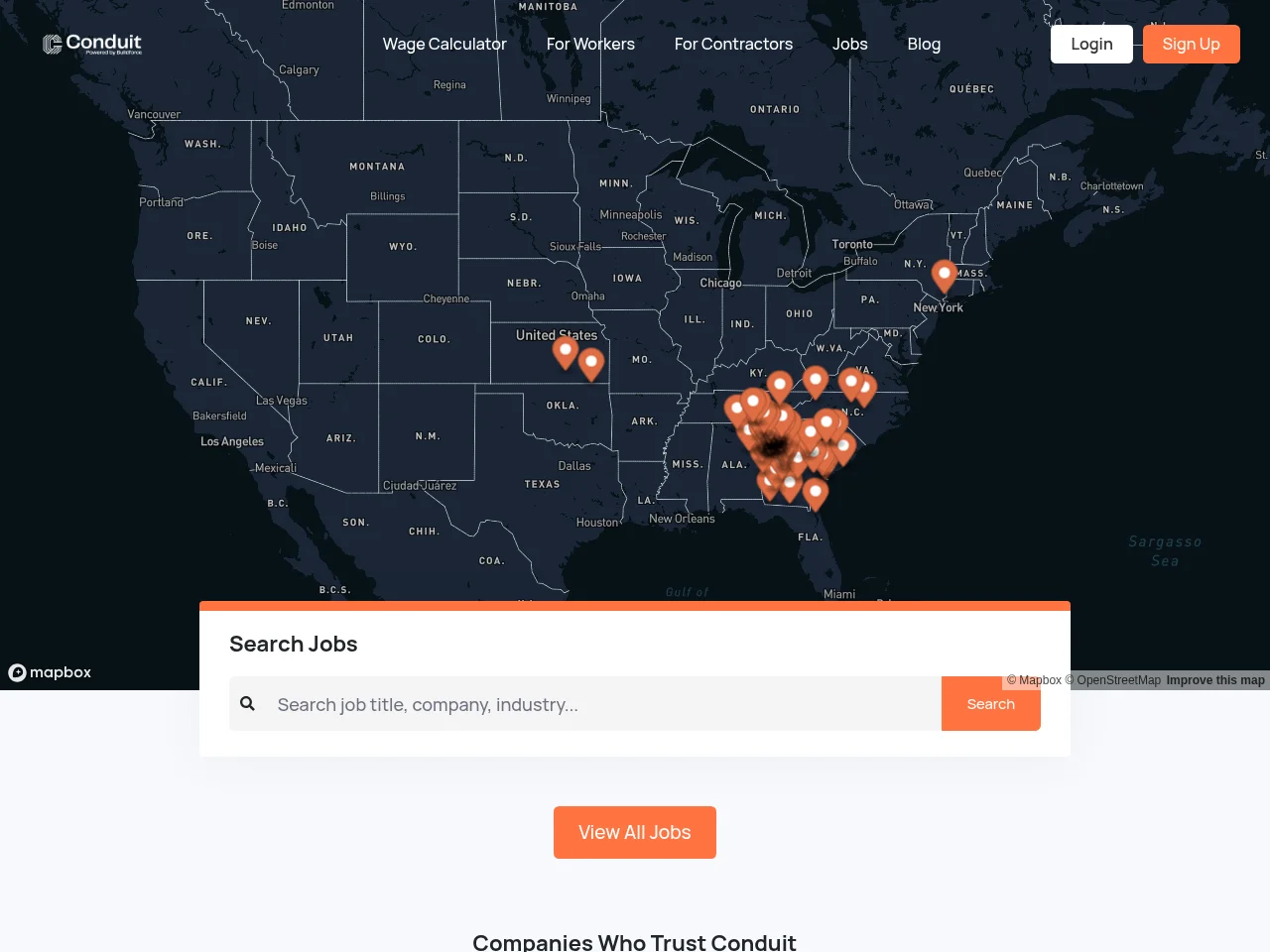 Conduit screenshot Conduit job board platform screenshot showing job search interface