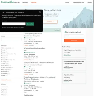 Conservation Job Board platform preview