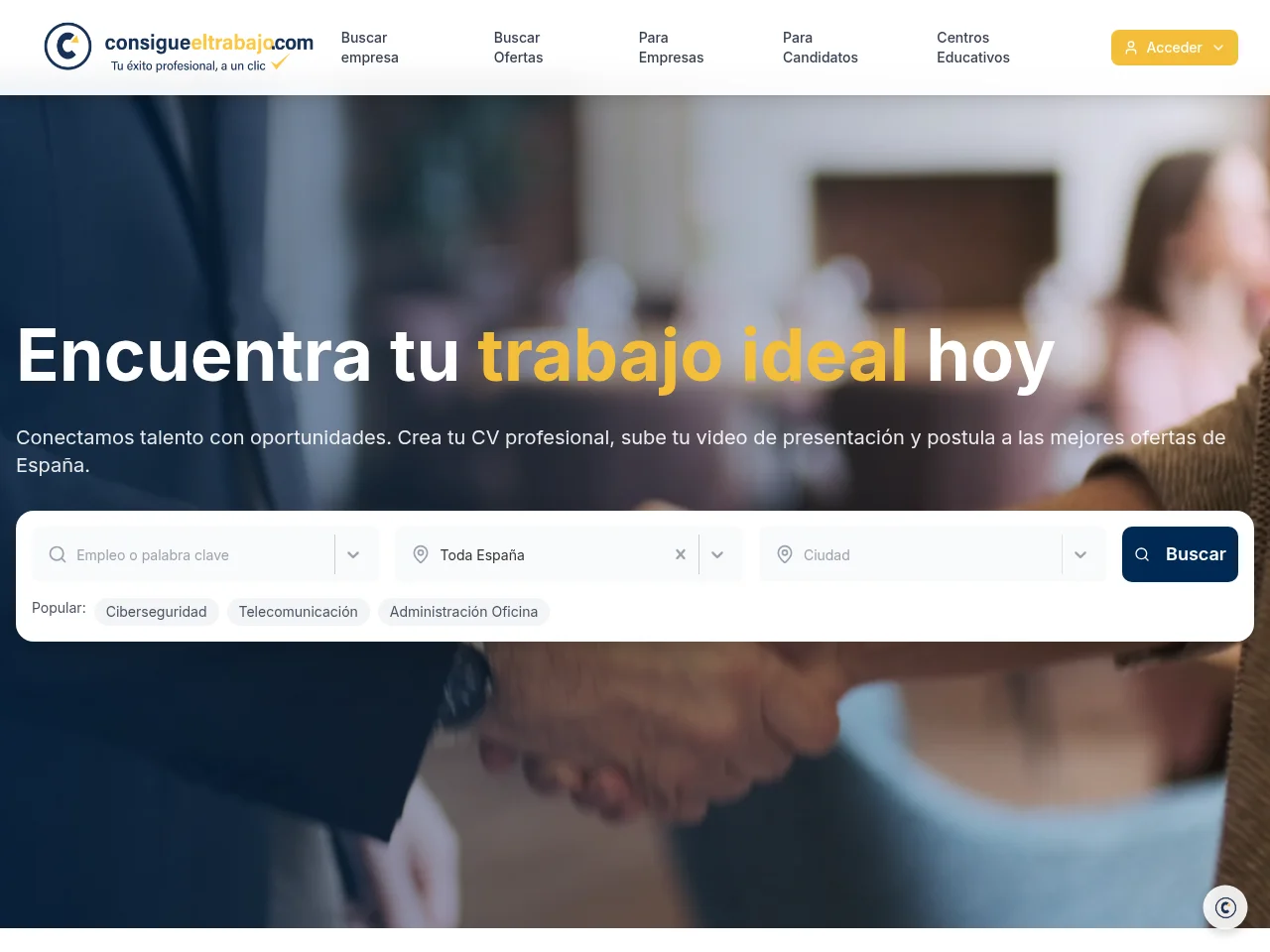 Consigue el Trabajo screenshot Consigue el Trabajo job board platform screenshot showing job search interface
