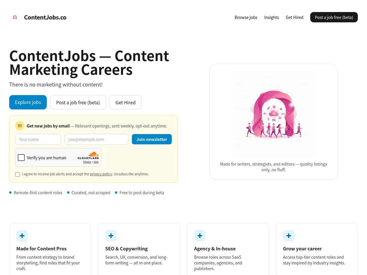 ContentJobs screenshot ContentJobs job board platform screenshot showing job search interface