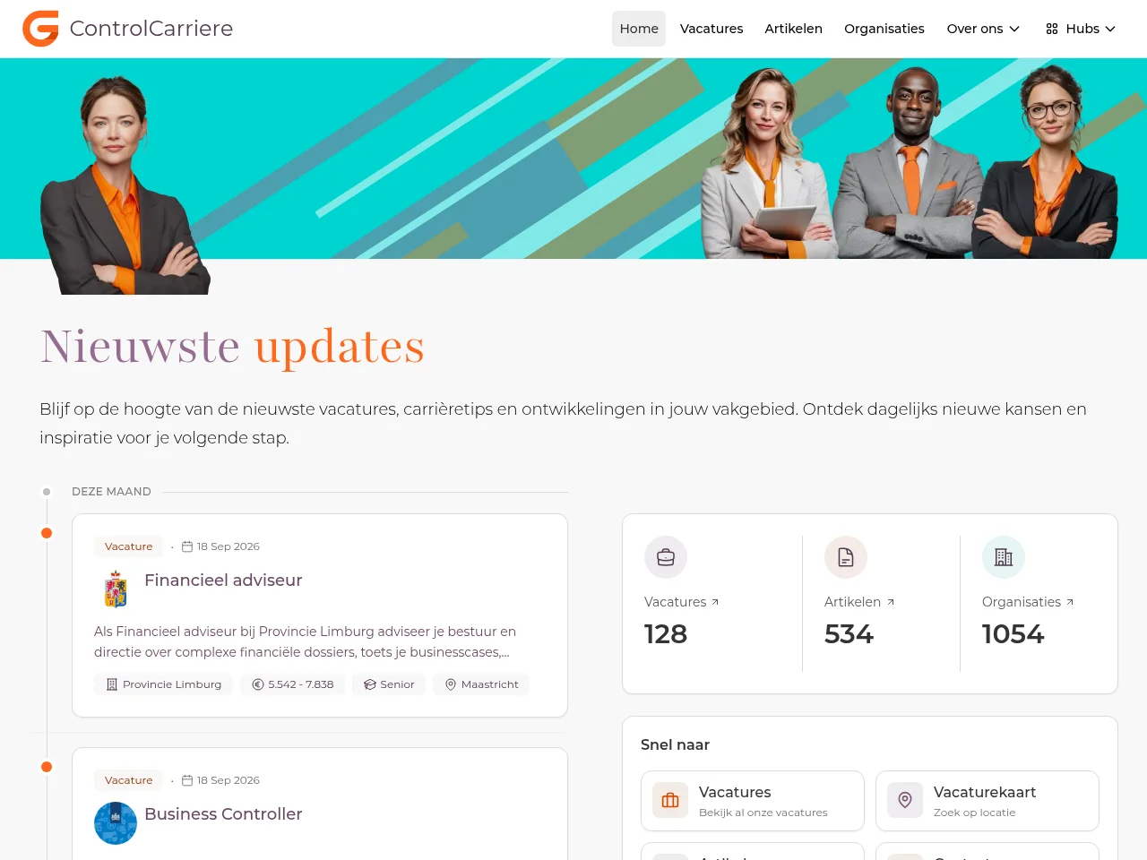 ControlCarrière job board platform screenshot showing job search interface