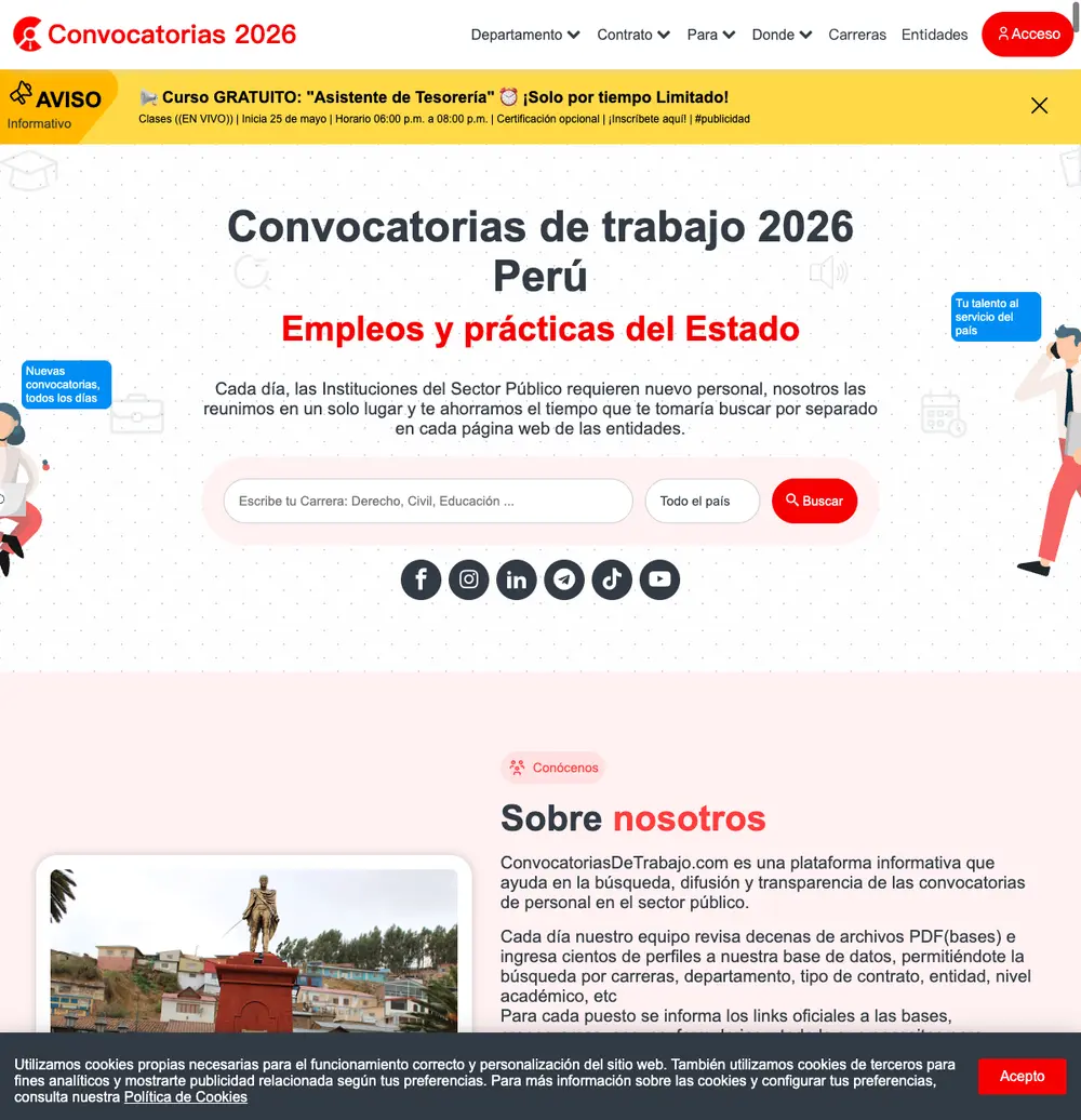 Convocatorias de Trabajo screenshot Convocatorias de Trabajo job board platform screenshot showing job search interface