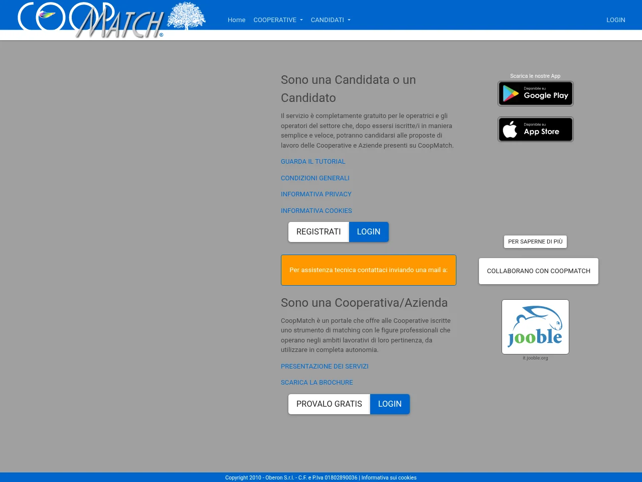 CoopMatch screenshot CoopMatch job board platform screenshot showing job search interface