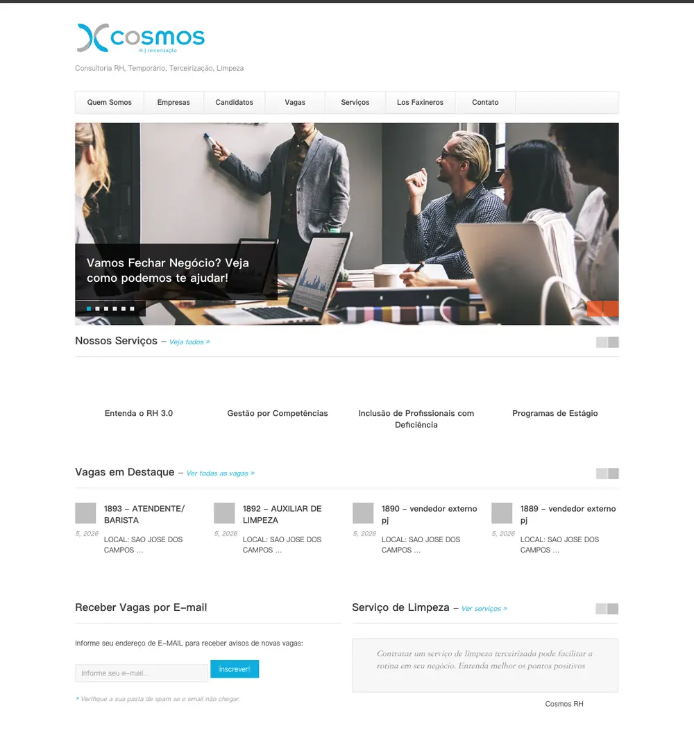 Cosmos RH job board platform screenshot showing job search interface