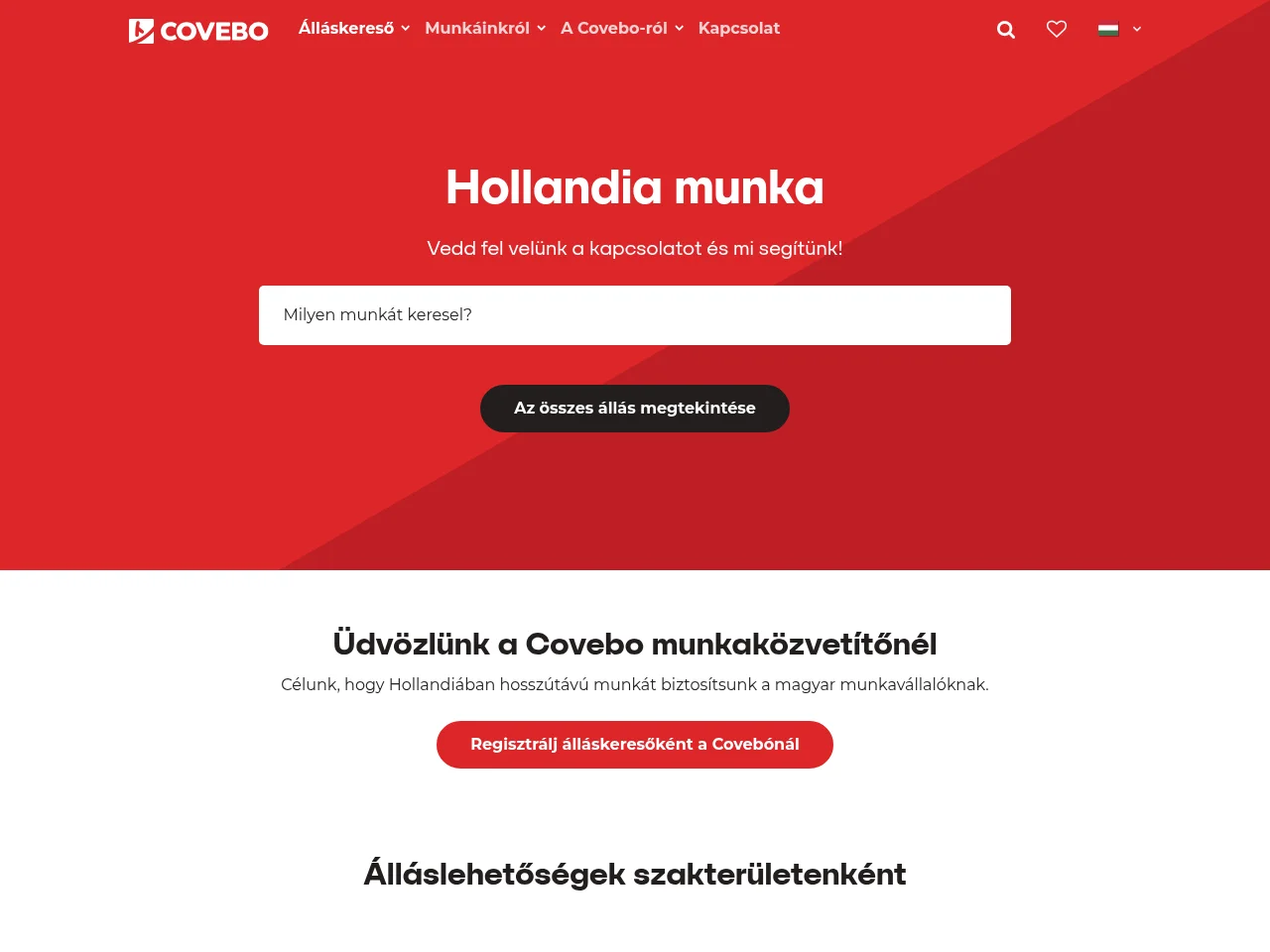 Covebo job board platform screenshot showing job search interface