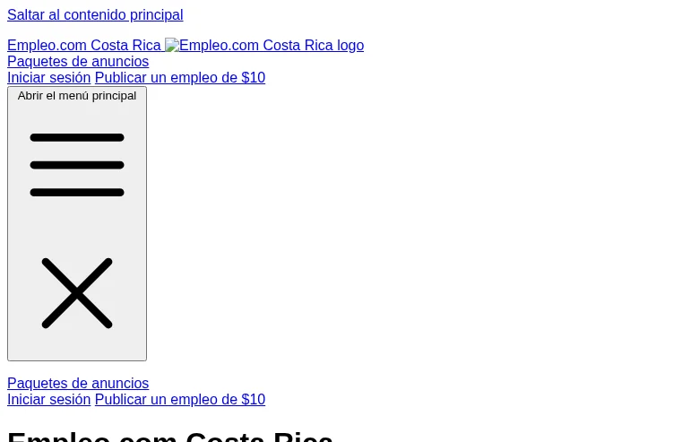 Empleo.com Costa Rica job board platform screenshot showing job search interface
