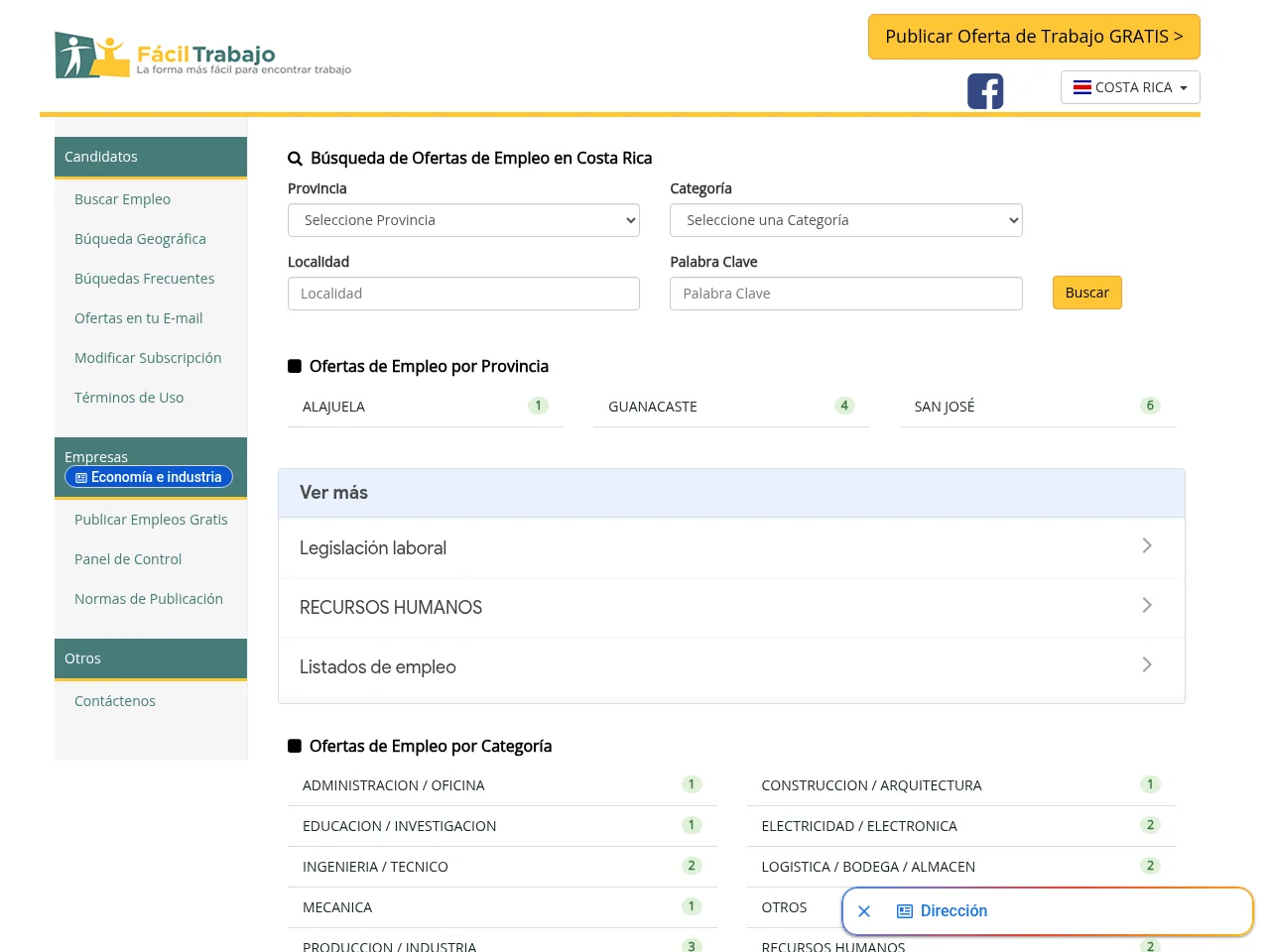 Facil Trabajo screenshot Facil Trabajo job board platform screenshot showing job search interface