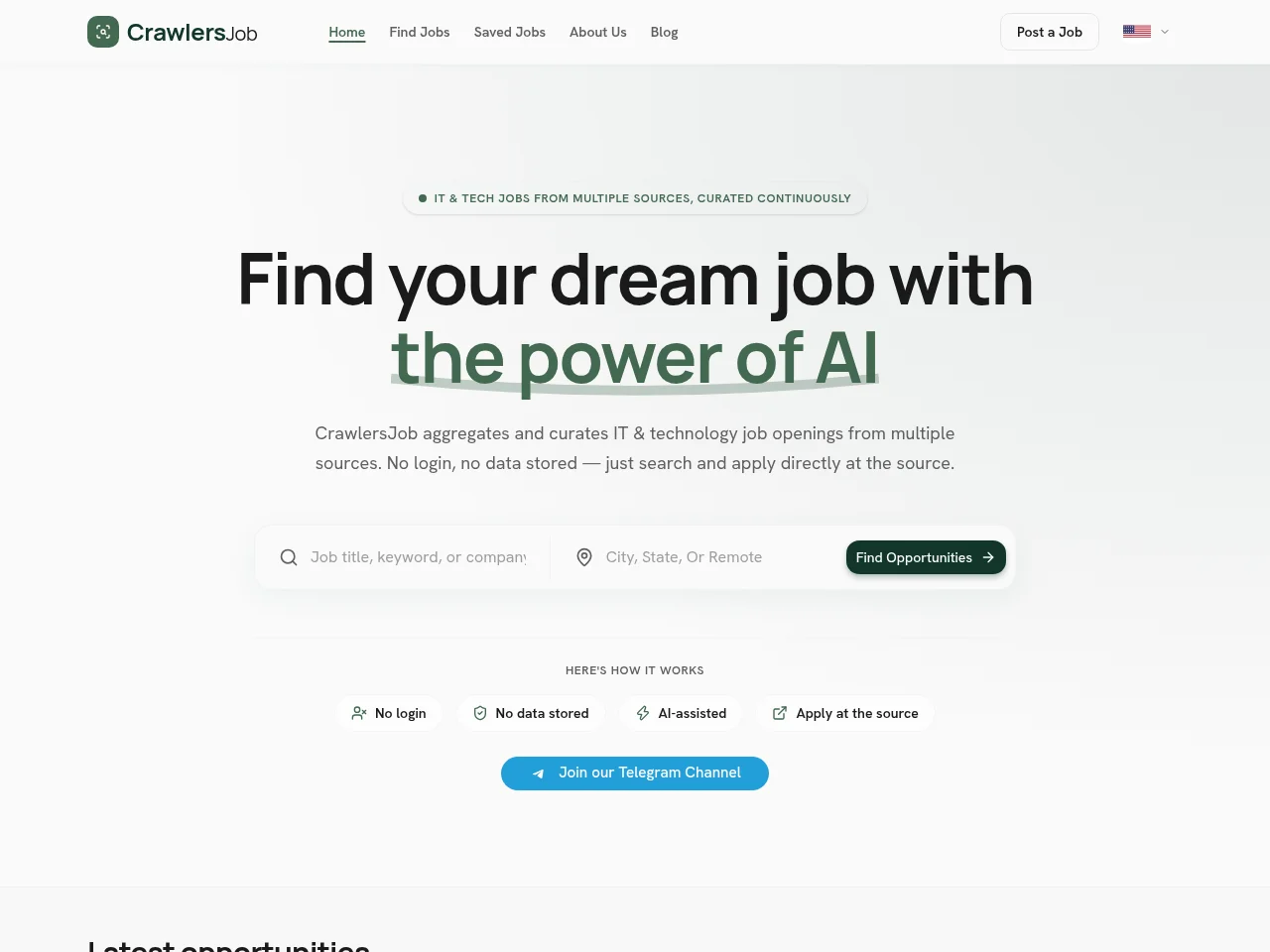 Crawlers Job screenshot Crawlers Job job board platform screenshot showing job search interface