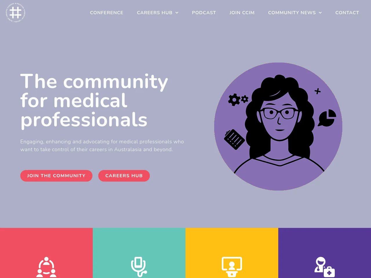 Creative Careers in Medicine screenshot Creative Careers in Medicine job board platform screenshot showing job search interface