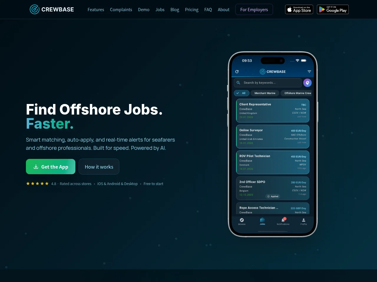 CrewBase screenshot CrewBase job board platform screenshot showing job search interface