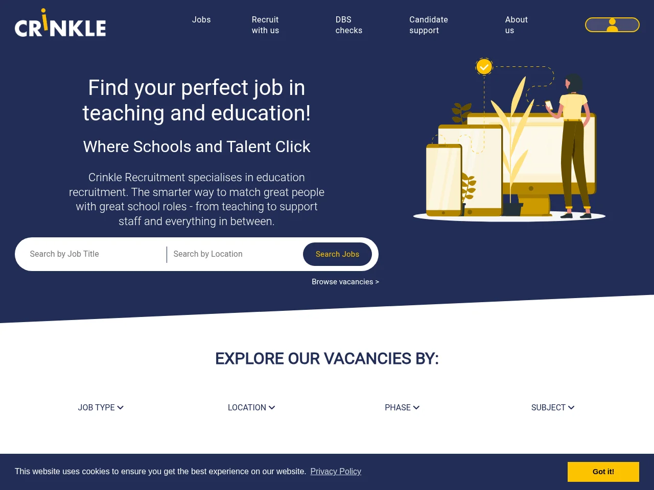 Crinkle Recruitment screenshot Crinkle Recruitment job board platform screenshot showing job search interface