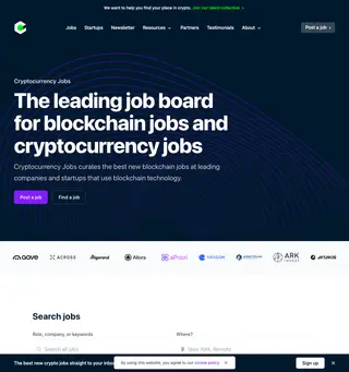 Cryptocurrency Jobs platform preview