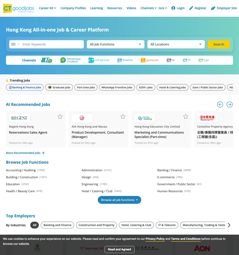 CTgoodjobs screenshot CTgoodjobs job board platform screenshot showing job search interface