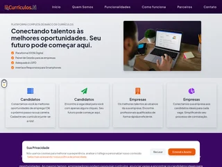 Currículos Já platform preview Currículos Já platform preview