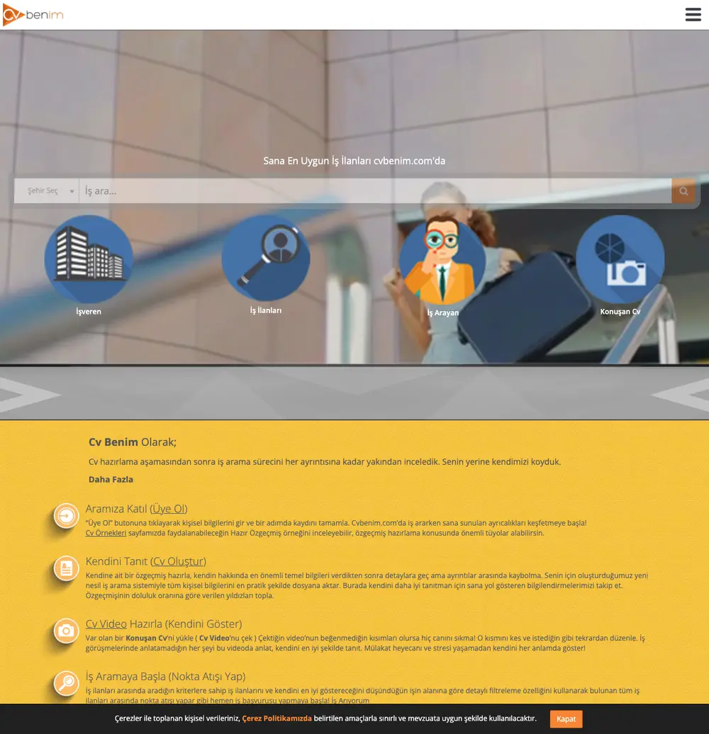 Cv Benim screenshot Cv Benim job board platform screenshot showing job search interface